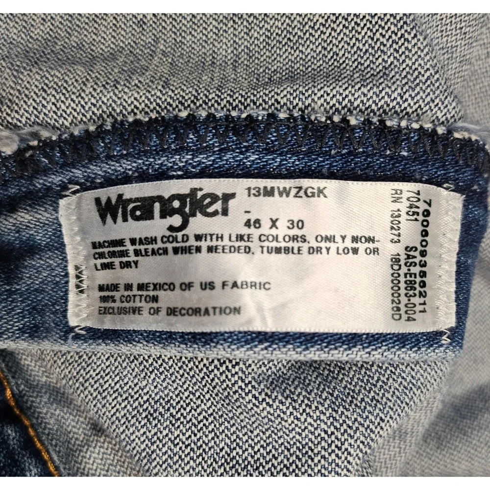 Wrangler Mens Jeans 46x30 Dark Wash Straight Leg Cotton Denim‎ Pants 13MWZGK